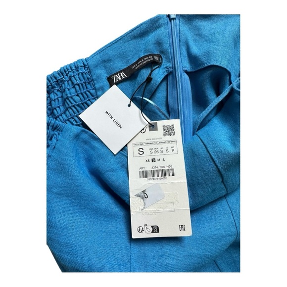 ZARA | NWT Linen Blend Halter Midi Dress in Sky Blue, Size Small - Picture 8 of 12